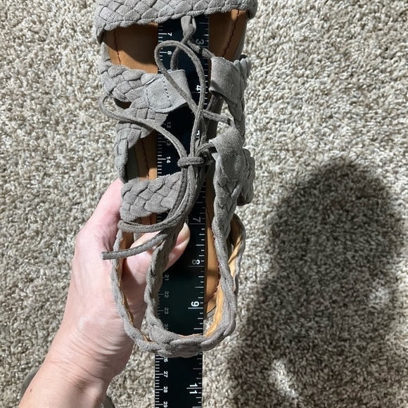 Trask Suede Wedge Platform Sandals Grey Toupe - Picture 10 of 11